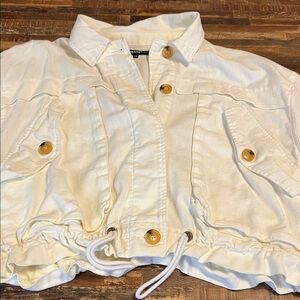 Blank NYC Cream Utility Jacket with Button Accents